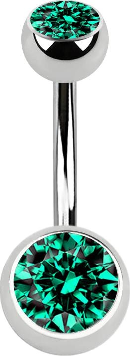 Produktbild Star Piercing Banane silber mit zwei Kugeln Kristall türkis (Chirurgenstahl 316L)