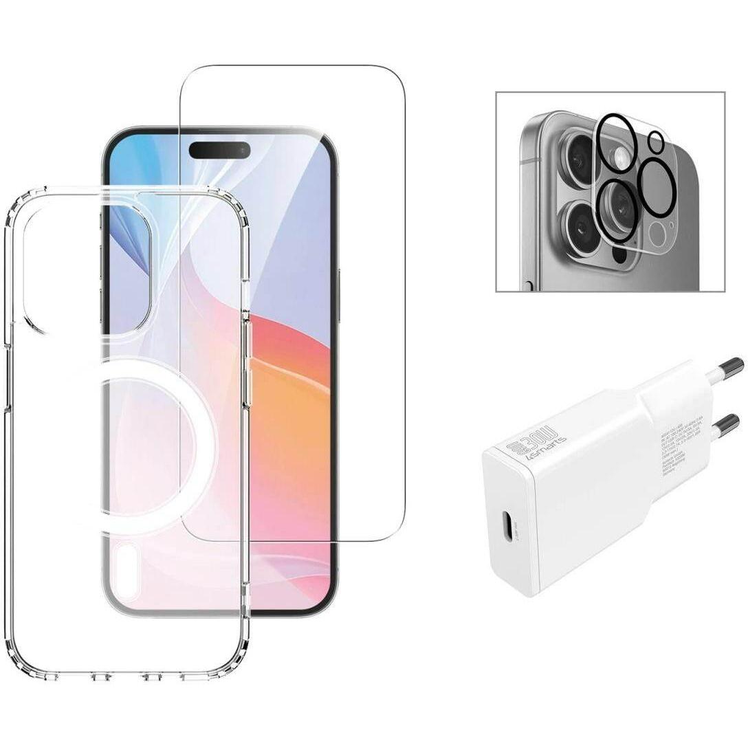 4smarts 3 in 1 Starter Set (Apple iPhone 16 Pro Max), Smartphone Hülle, Transparent