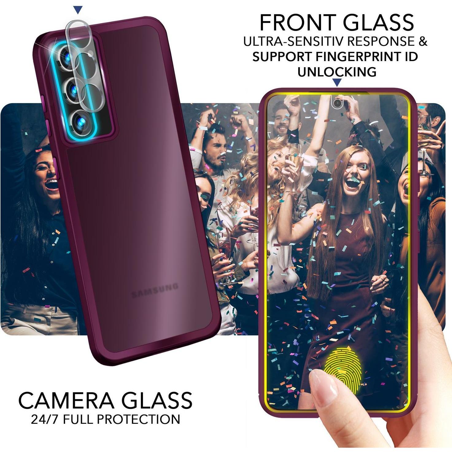 Thumbnail - Nalia Hybrid Hülle Semi-Transparent mit 2x Display-Schutzglas & 2x Kamera-Glas (Samsung Galaxy S23+), Smartphone Hülle, ...