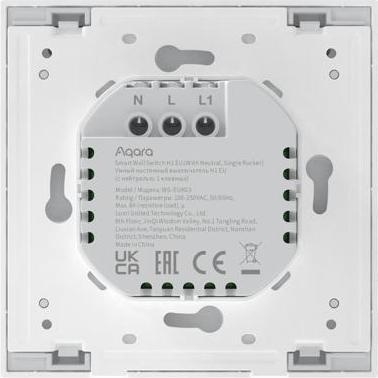 Actual product image Aqara AQAZWS-EUK03 - Smart Wall Switch H1 White With Neutral, Single Rocker (Zigbee)