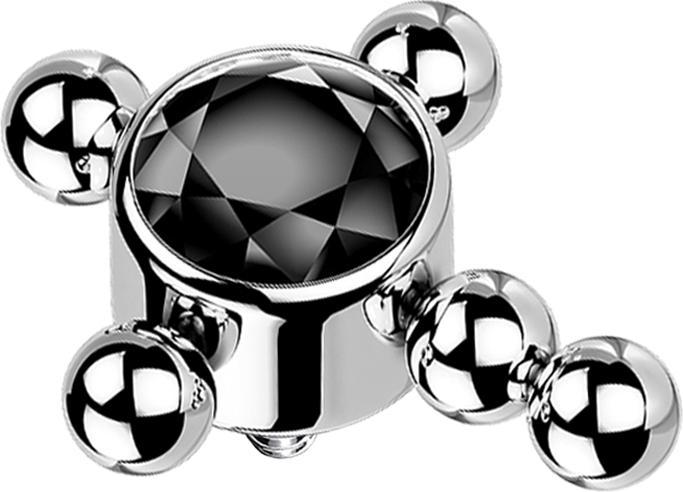 Image du produit Star Piercing Dermal Anchor argent croix boules cristal noir (sans laiton, Titane)
