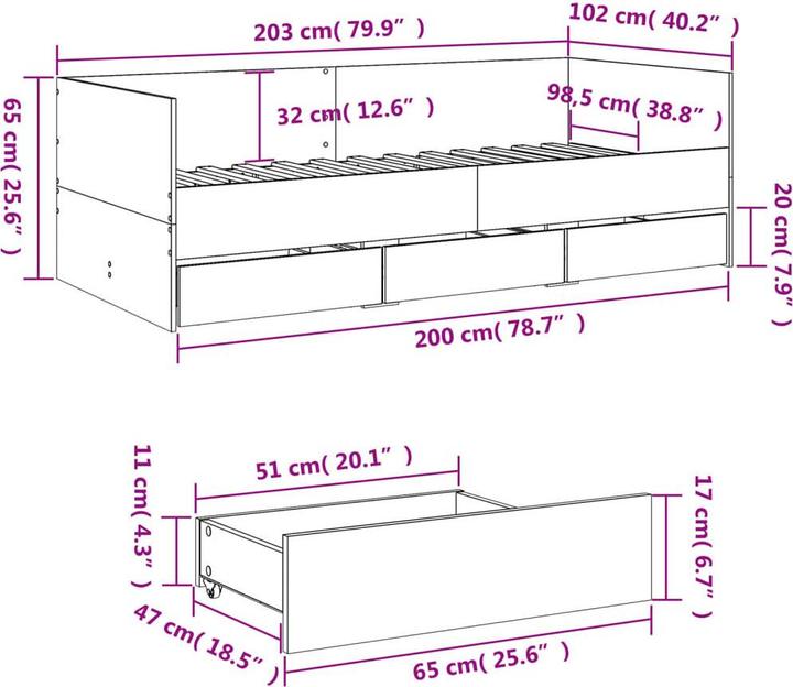 Image du produit vidaXL Tagesbett (100 x 200 cm)