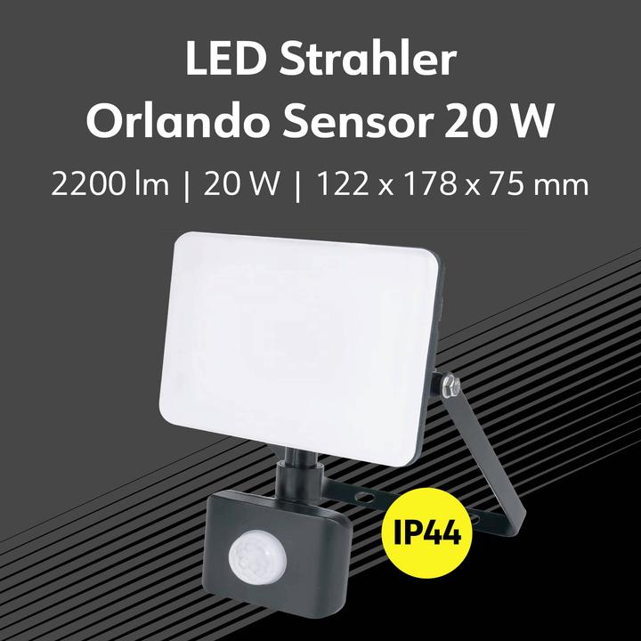 Actual product image Müller Licht Müller-Licht Orlando 21600072 LED-Aussenstrahler mit Bewegungsmelder 20 W Neutra (2200 lm, IP44)
