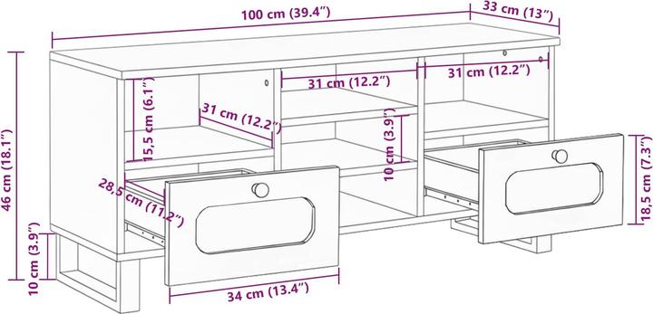 Image du produit vidaXL TV-Schränk (100 x 33 x 46 cm)
