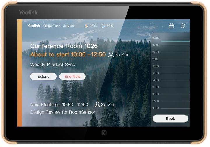 Yealink RoomPanel E2, Black 8" room (1280 x 800 pixels, 8")