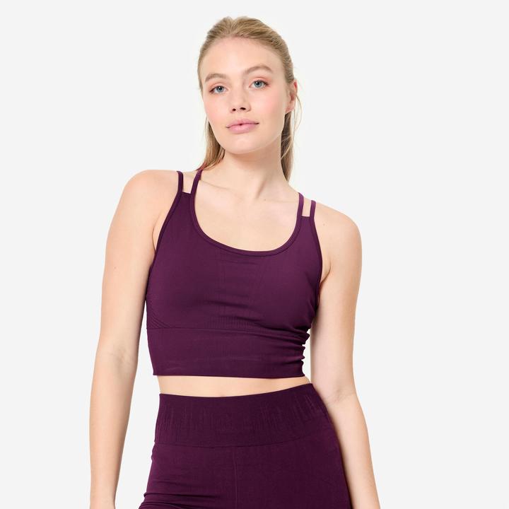 Image du produit Decathlon Brassière crop multi-bretelles maintien léger Femme, Violet (XL)