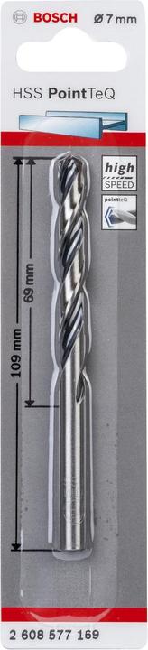 Produktbild Bosch Professional Zubehör Metallspiralbohrer HSS PointTeQ, DIN 338, 7,0 mm, 1er-Pack (7 mm)