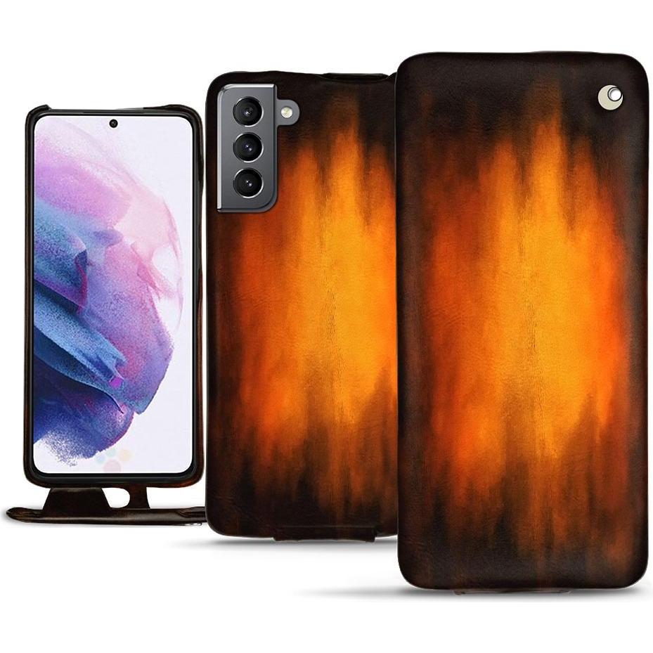 Noreve Lederschutzhülle vertikal (Samsung Galaxy S21), Smartphone Hülle, Violett