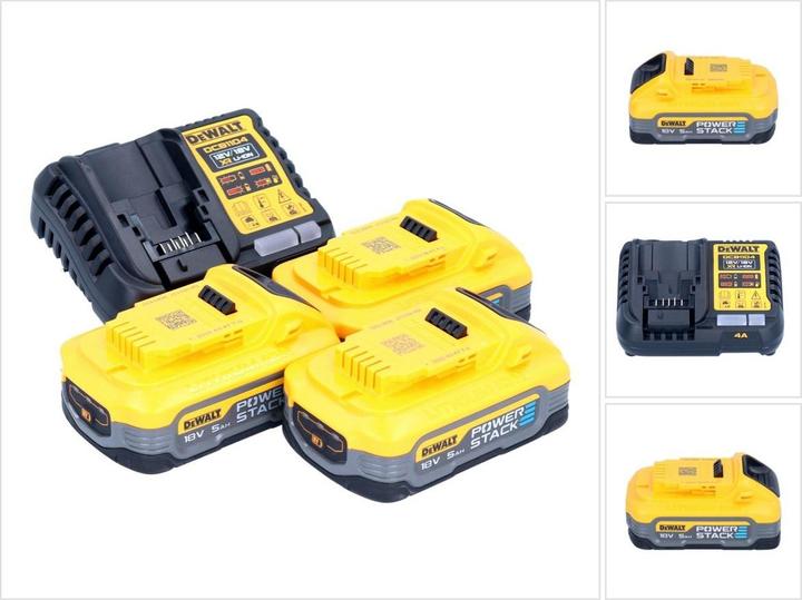DeWalt DCB 1104 H3 Akku Starter Set 12 V / 18 V 3x Powerstack Akku 5,0 Ah + DCB 1104 Ladegerät (18 V)