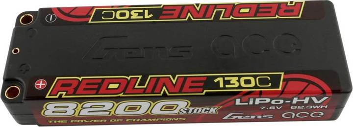 Immagine prodotto Gens Ace Batteria RC LiHV 8200 mAh 7,6 V 130C 2S1P Redline Series (7.60 V, 8200 mAh)