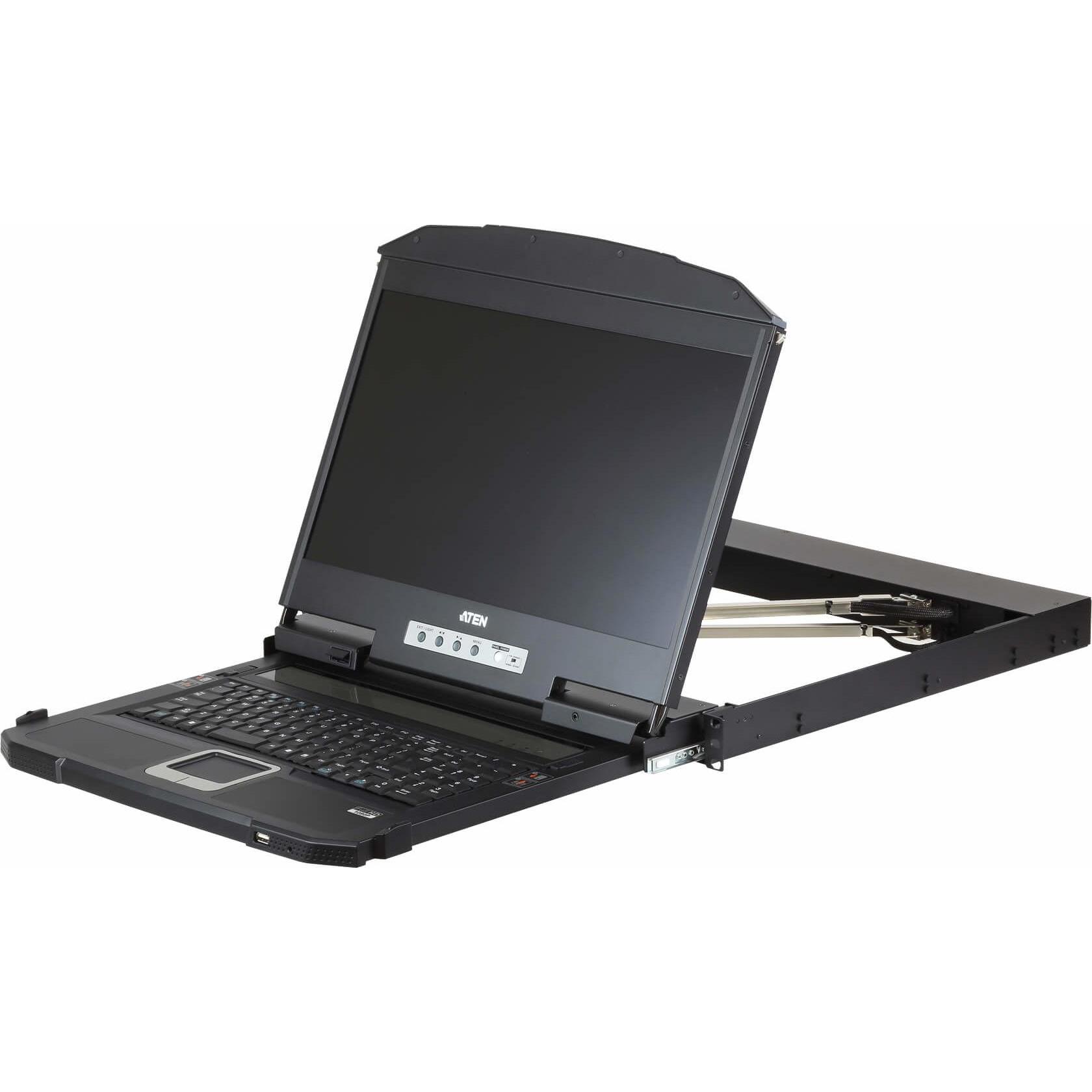 Aten CL3800NW KVM-Konsole mit 18,5" FullHD-Display, HDMI, DVI, VGA, USB, 19"-Rackmontage, kurze Einb (CL3800NW CH)