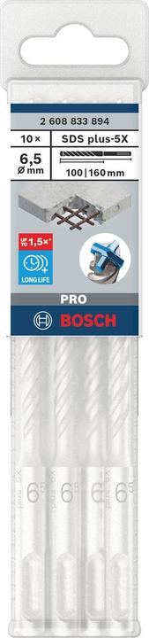 Productafbeelding Bosch Professional Zubehör PRO SDS plus-5X hamerboor, 6,5 x 100 x 160 mm (6,5 millimeter)