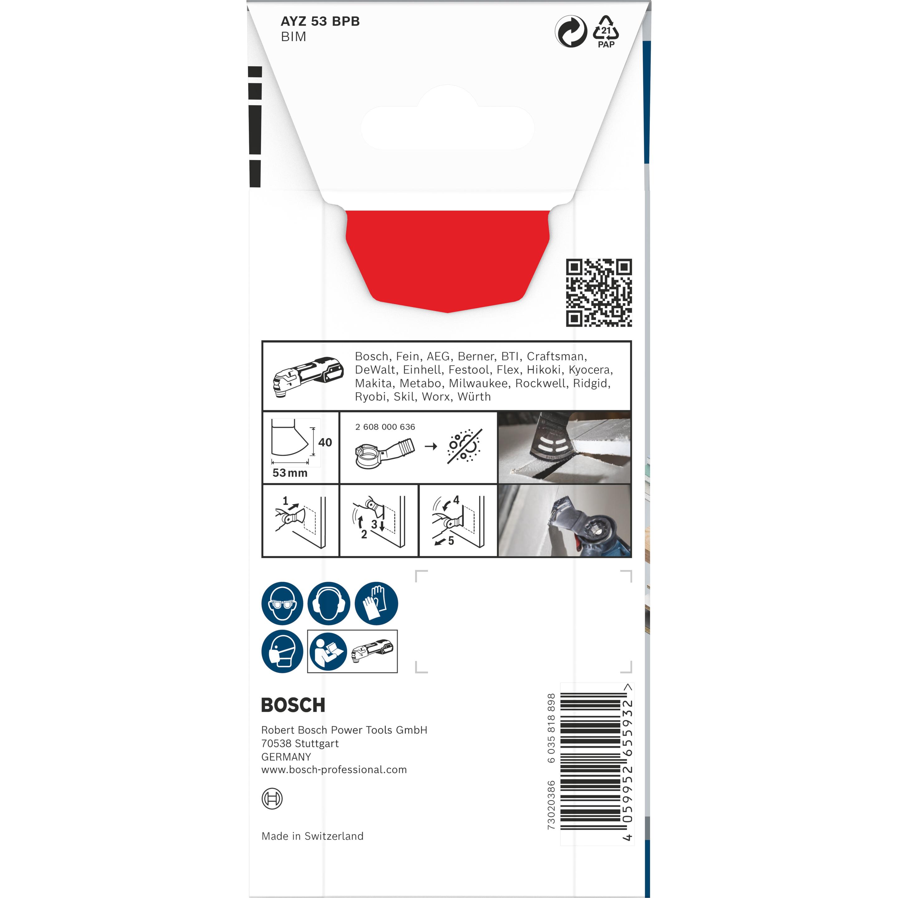 Thumbnail - Bosch Professional Zubehör, Sägeblatt, PRO AYZ 53 BPB Blatt für Multifunktionswerkzeuge, 53 x 40 mm