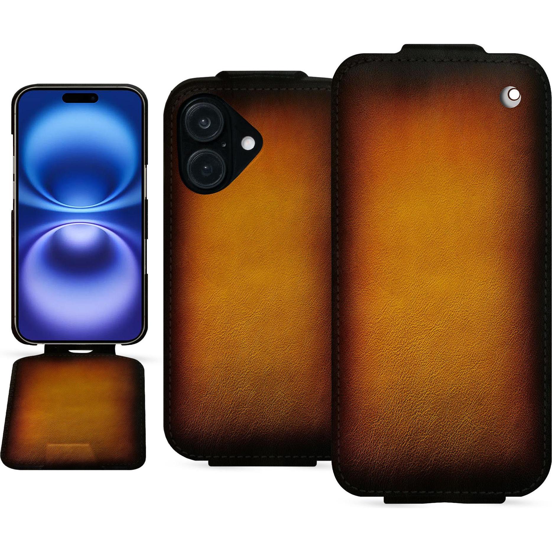 Noreve Lederschutzhülle vertikal (Apple iPhone 16), Smartphone Hülle, Violett