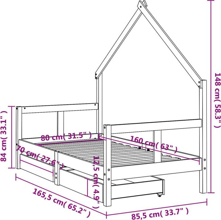 Produktbild vidaXL Kinderbett (90 x 190 cm)