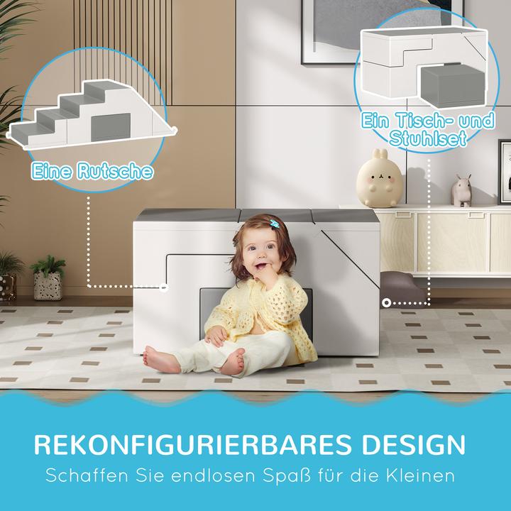Actual product image Homcom Kinder-Softplay-Set Kunstleder, Schaumstoff Grau