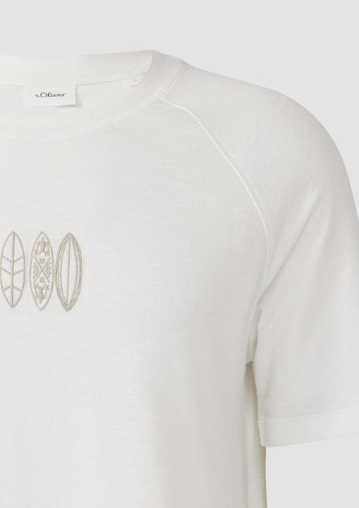 Produktbild S.Oliver T-Shirt Raglan-T-Shirt mit Flammgarnstruktur und Stickerei (L)