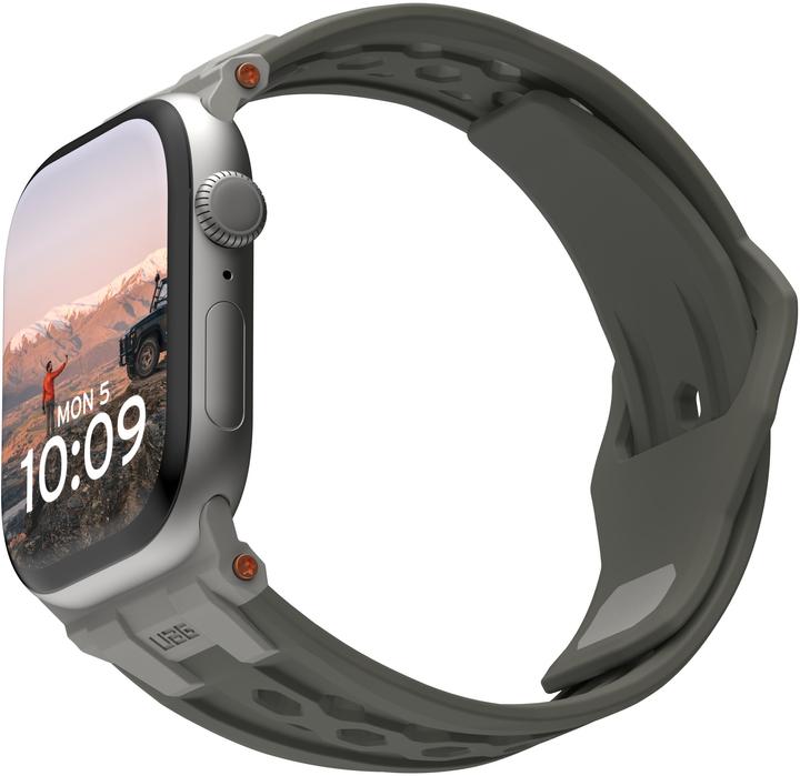 Actual product image UAG Urban Armor Gear Monarch Strap| Apple Watch Ultra/42/44/45/46mm| olive/titanium| (194158117236) (Fluoroelastomer, Rubber, Apple Watch Ultra)