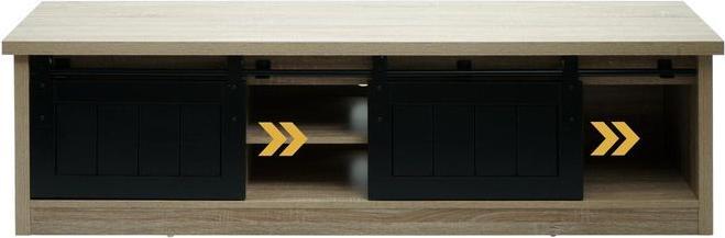 Produktbild Mendler TV-Rack HWC-K75, Holz-Optik Industrial Metall 43x150x40cm, naturfarben