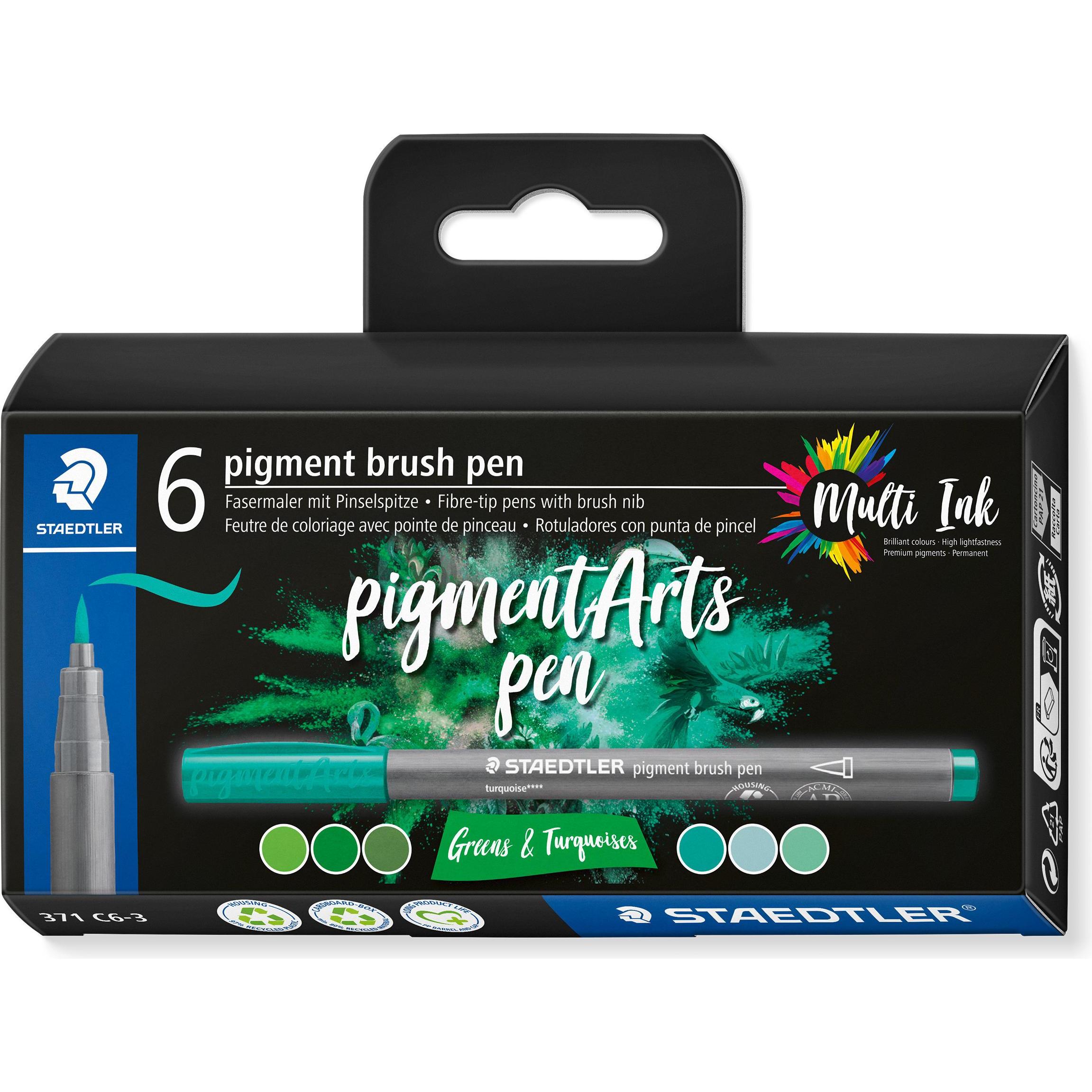 Thumbnail - Staedtler, Malstifte, Fasermaler mit Pinselspitze (Turquoises, Greens &, 6 x)