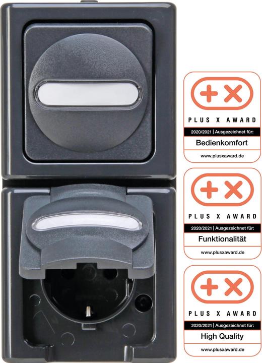 Actual product image Kopp BLUE ELECTRIC off/w/m anthracite socket outlet combination 13081500