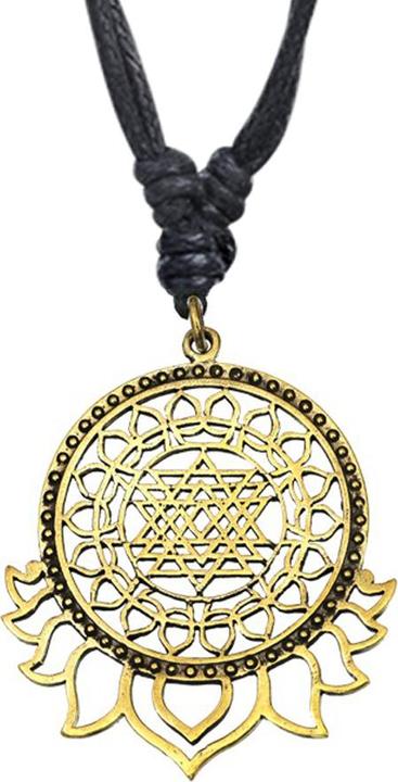 Image du produit Star Piercing Collier noir pendentif doré Mandala flammes (Laiton)
