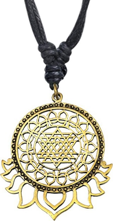 Produktbild Star Piercing Halskette schwarz Anhänger vergoldet Mandala Flammen (Messing)