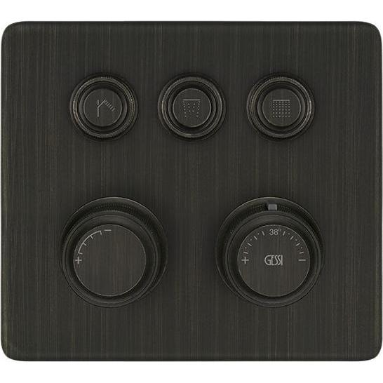 Gessi, Badarmatur, Hi-FI Fertigmontageset Thermostat mit Tasten-Bedienung on/off, 3-Wege, Regen und Handbrause, W