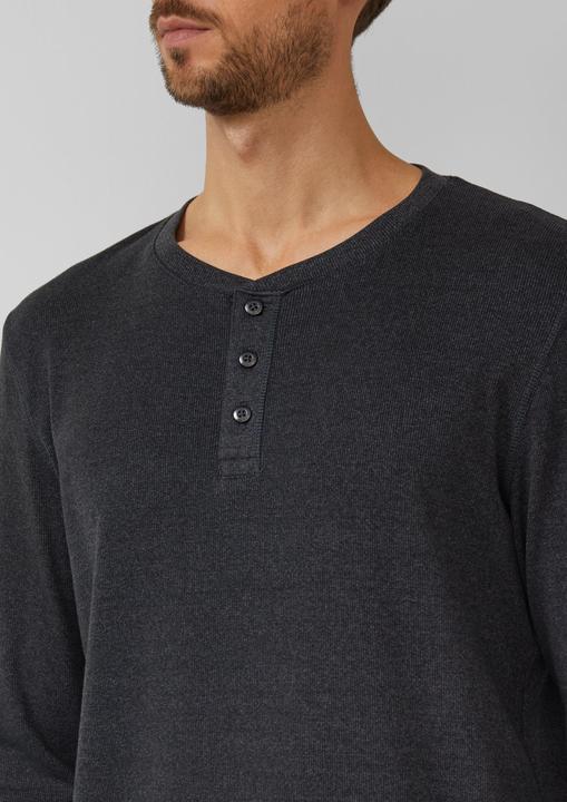 Produktbild s.Oliver T-Shirt Geripptes Longsleeve mit Henleyausschnitt (M)