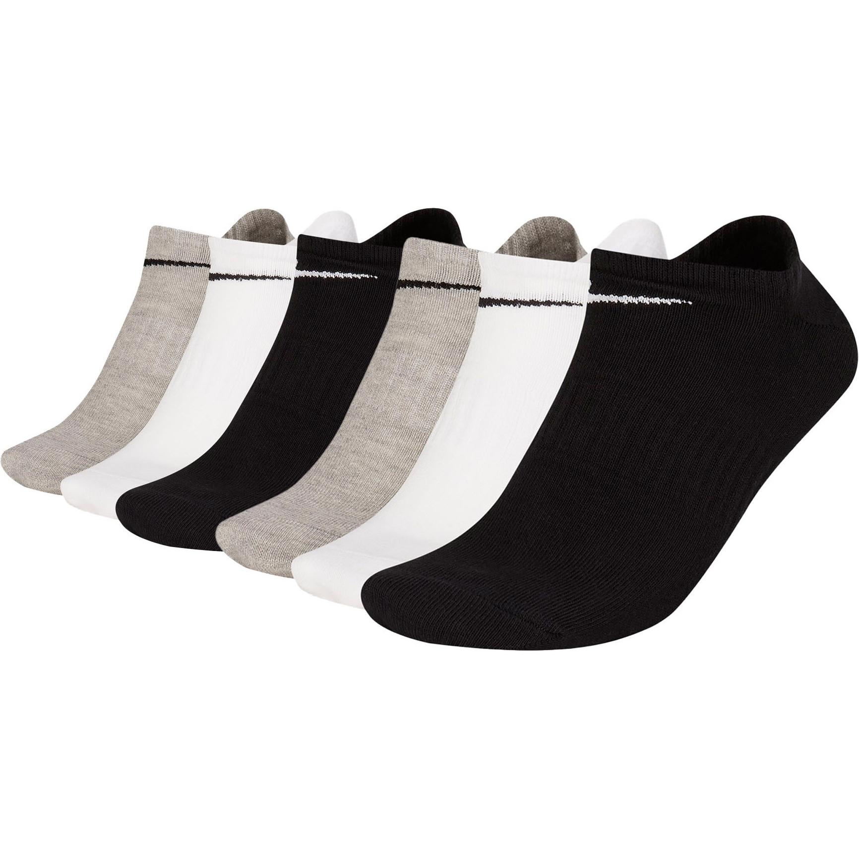 Nike, Herren, Socken, Socken Sportlich Everyday Lightweight No Show, Grau, Weiss, Schwarz, Mehrfarbig, (6er Pack, 34 - 3...