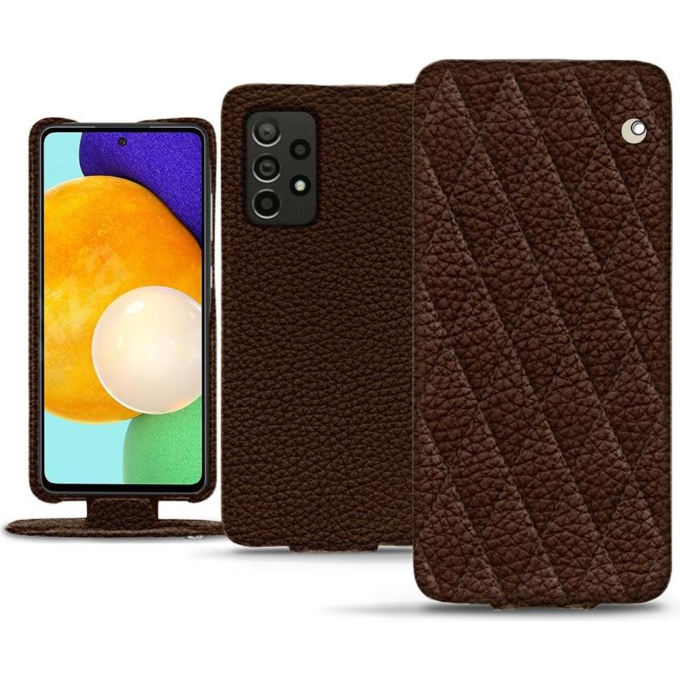 Noreve Lederschutzhülle vertikal (Samsung Galaxy A52), Smartphone Hülle, Braun