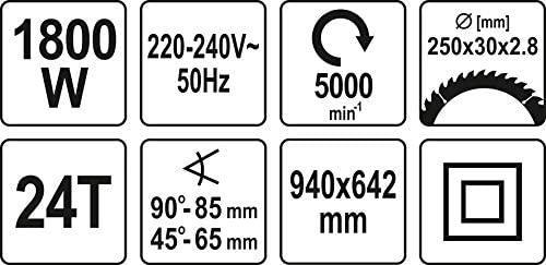 Produktbild Yato TABLE Saw FOR WOOD 250mm 1800W