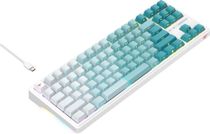 Produktbild Havit - Gaming Keyboard (KB901L) - USB-C, with RGB Lights, 1.8m, 200mA - White / Green (Kabelgebunden)