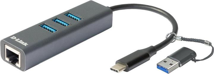 Produktbild D-Link DUB-2332, USB tipo-C, RJ-45, USB 3.2 Gen 1 (3.1 Gen 1) Type-A, 5000 Mbit/s, Grigio, Dati, Vel (USB-C, 4 Ports)