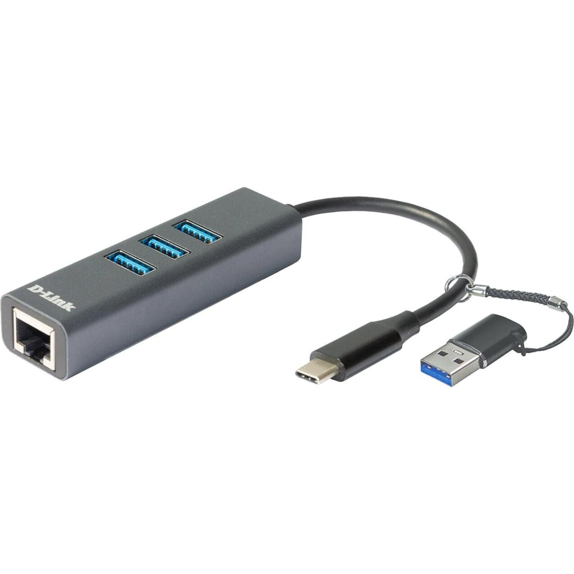 D-Link DUB-2332, USB tipo-C, RJ-45, USB 3.2 Gen 1 (3.1 Gen 1) Type-A, 5000 Mbit/s, Grigio, Dati, Vel (USB-C, 4 Ports), D...