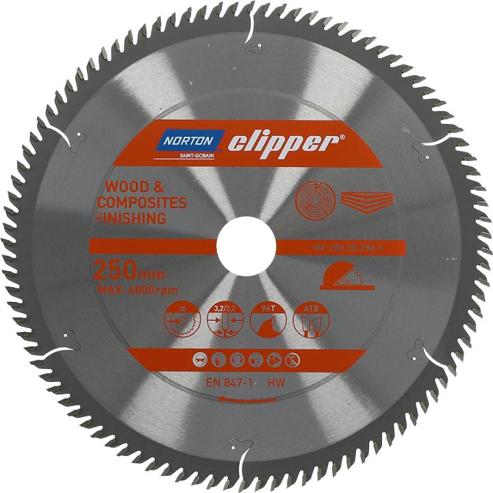 Norton Clipper, Lama, PIŁA TARCZOWA 250mm x 30mm x 96z DREWNO I KOMPOZYTY ATB (3,2 / 2,2)