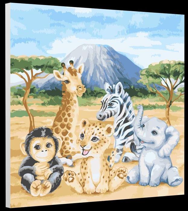 Produktbild Craft Buddy Malen nach Zahlen Bild-Set 30x30cm Safari Tiere