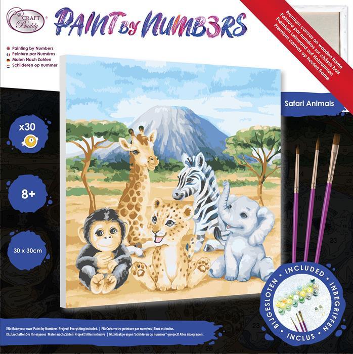 Produktbild Craft Buddy Malen nach Zahlen Bild-Set 30x30cm Safari Tiere