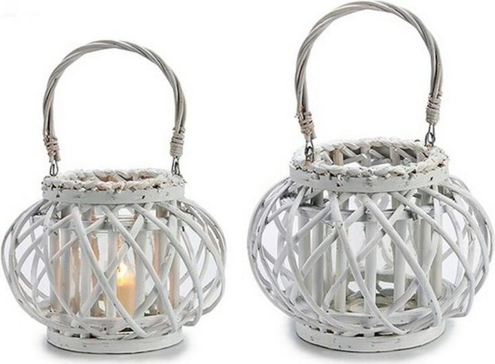 Giftdecor portacandele cilindrico bianco con manico 18cm al