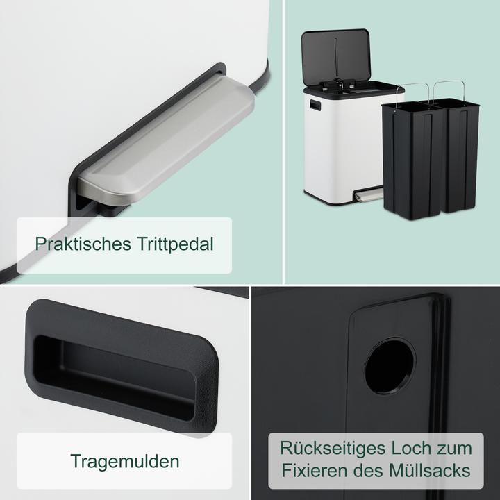 Produktbild Relaxdays Mülleimer mit 2 Fächern 2 x 15 Liter (30 l)