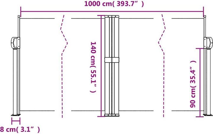 Image du produit vidaXL ausziehbare Seitenmarkise (10 m)