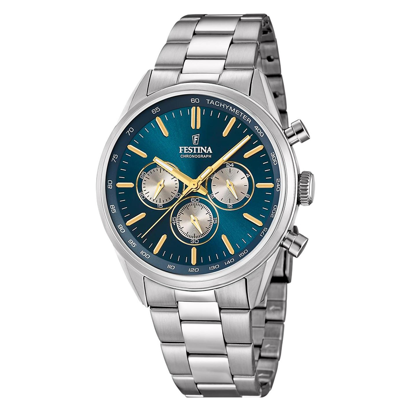 Festina, Armbanduhr, Timeless Chronograph, Silber, (Chronograph, 44 mm)