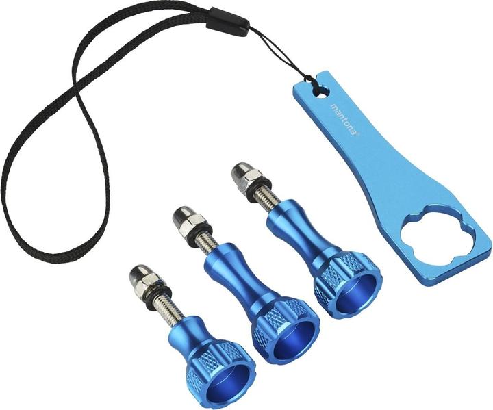 Produktbild mantona GoPro Schraubenset + Schlüssel Alu blau (GoPro HERO8 Black)