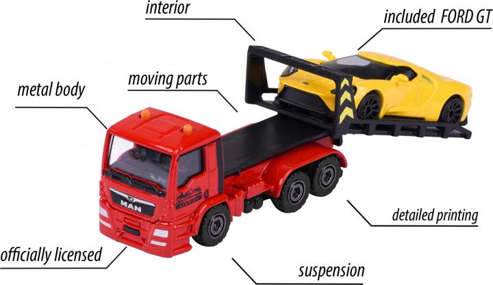 Actual product image Majorette MAN TGS Tow Truck w. Ford GT yellow