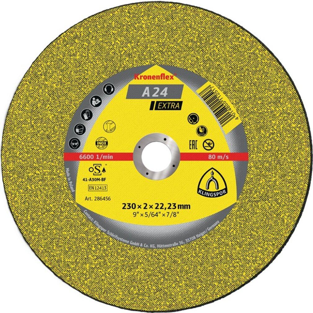 Klingspor, Sägeblatt, Trennscheibe A 24 Extra D230xB2mm Bohrung 22,23mm mittelhart GER-Form max.Drehzahl 6600U/min