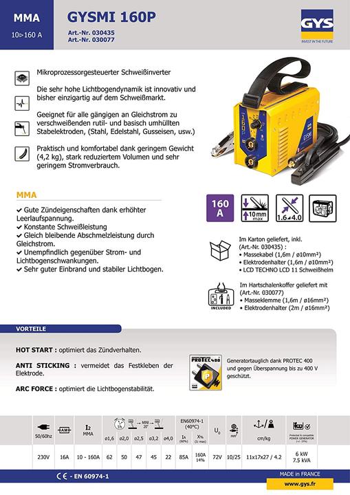 Produktbild GYS Elektroden-Schweissinverter MI 160P