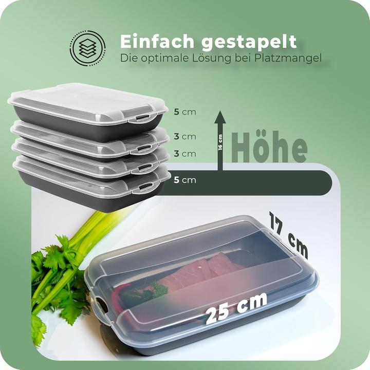 Image du produit Novaliv 10er-Set Anthrazit Premium Aufschnittbox mit Transparentem Deckel, Frischhaltedosen für Wurs (25 x 17 x 3 cm)