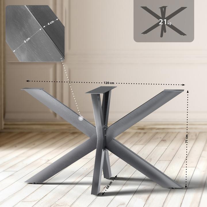 Actual product image CLP Hardwick steel table legs in star shape Height 71 cm