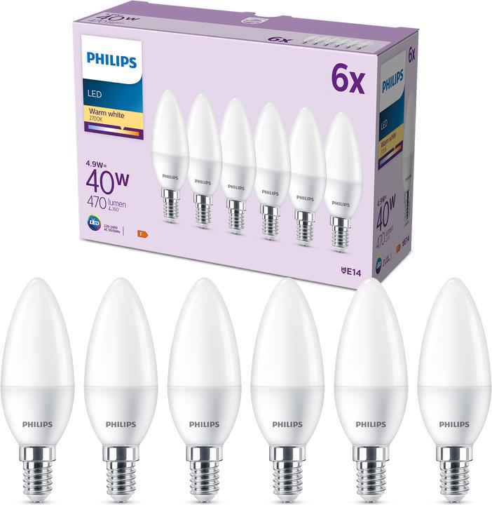 Produktbild Philips LED Lampe (E14, 4.90 W, 470 lm, 6 x, F)
