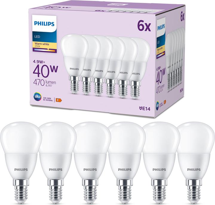 Actual product image Philips Led lamp (E14, 4.90 W, 470 lm, 6 x, F)